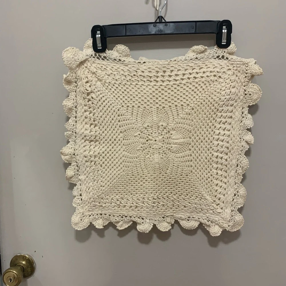 Vintage Crochet Square Pillow Cover